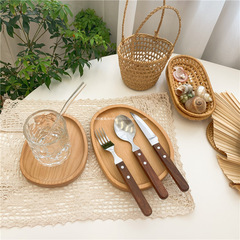 5YA1批發ins風木質餐盤櫸木托盤圓形方形不規則盤 水果蛋糕甜品盤