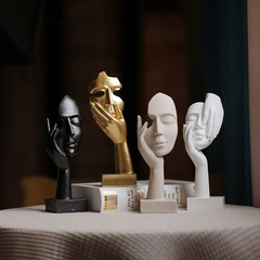 思考者擺件女人臉面具雕塑客廳玄關酒櫃人物桌面樹脂藝術品工藝品