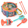 Children's amusing family maracas, megaphone, drums, musical instruments, set, interactive toy, three in one, makes sounds, for children and parents