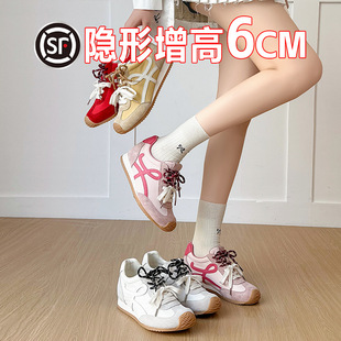 6CM Height-increasing Casual Shoes Women's 2025 Summer New Thick-soled Color-matching Forrest Gump Training Shoes Small Lightweight Shoes