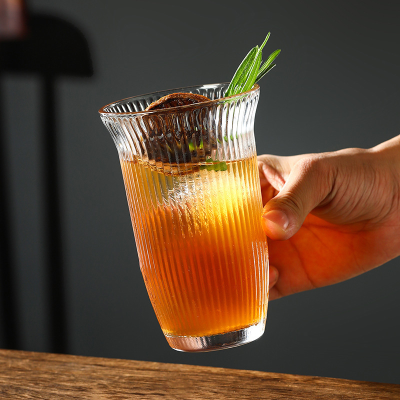 Taza de café de vidrio con boca abierta, taza de café de hielo americano, taza de agua doméstica, taza de cóctel, taza de jugo, taza de bebida