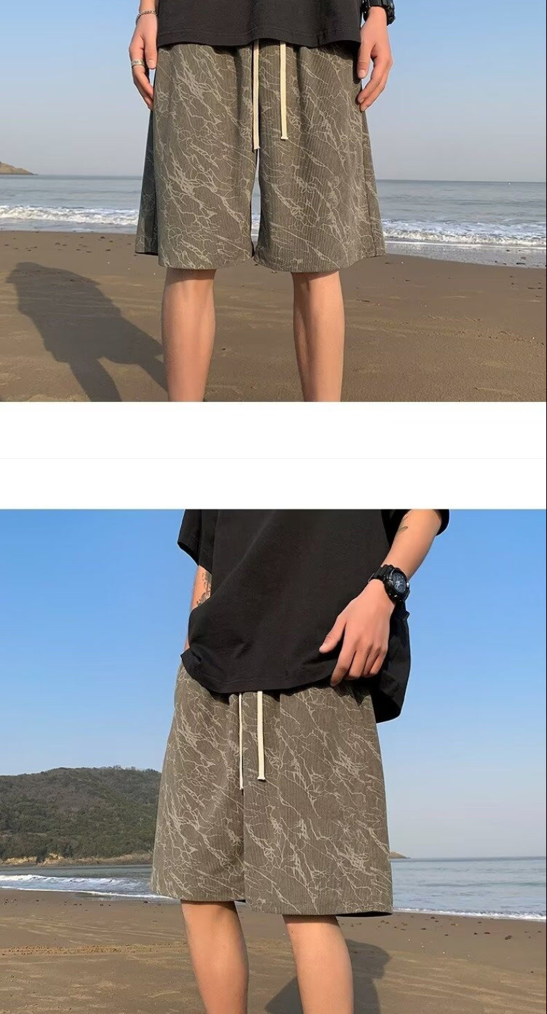Men's Heavyweight Drape Casual Shorts Loose Fit Mid Waist Drawstring Summer Thin Plus Size Elegant Basic Trendy Brand_viptrois.com