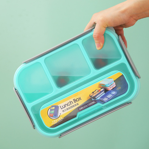 Amazon four-compartment plastic lunch box student office worker lunch box cross-border microwaveable lunch box bentobox