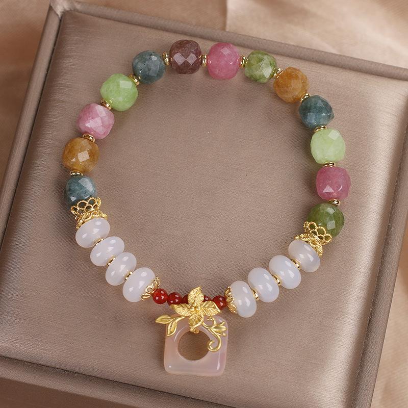 Nueva pulsera de cuentas de cristal de color chino lujoso ligero nicho delicado estilo nacional pulsera 2024 nueva explosión joyas de mano para mujeres