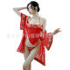Transparent Strapless Satin Bridal Costume Long-sleeved Nightgown Set Spicy Underwear Japanese-style Kimono Chest-wrapped Long-sleeved