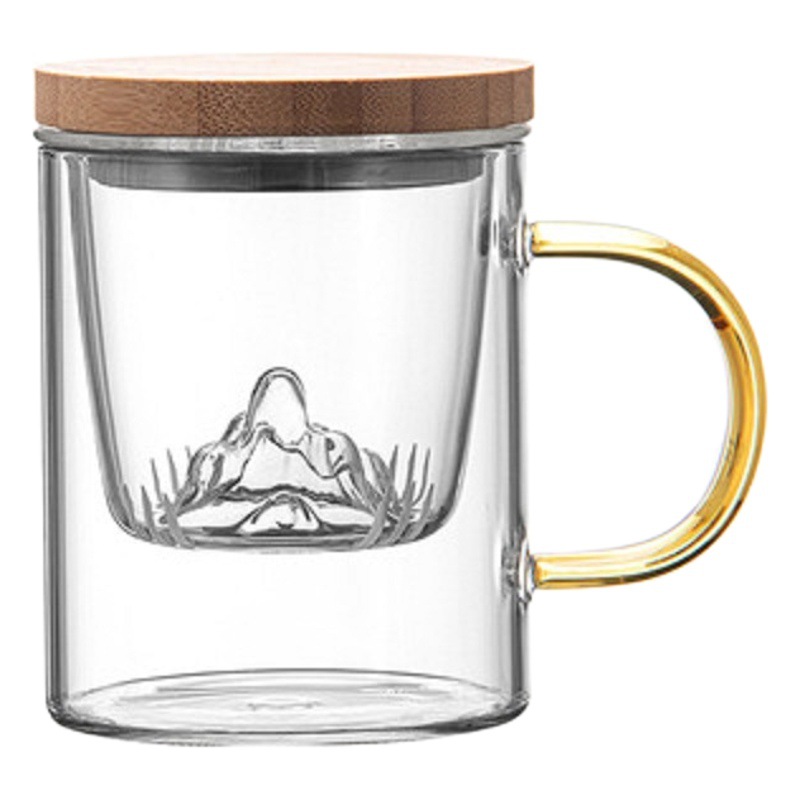 Fábrica en stock venta al por mayor de tres piezas conjunto taza filtro Oficina creativa taza de té cubierta de bambú Guanshan taza de té taza de agua