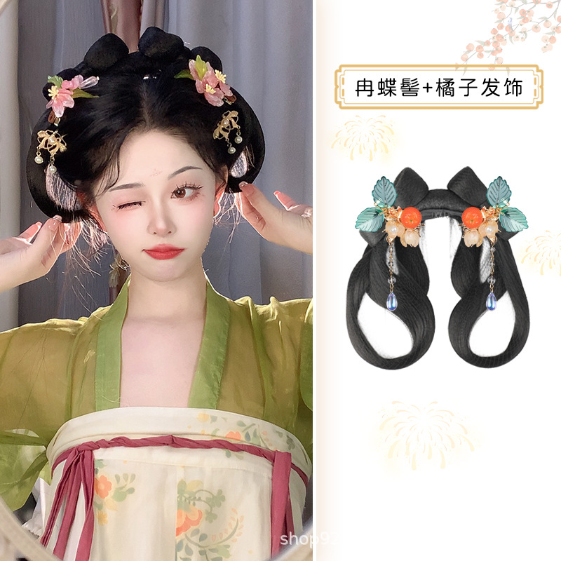 나비빵 + 오렌지색 헤어 액세서리 한 쌍