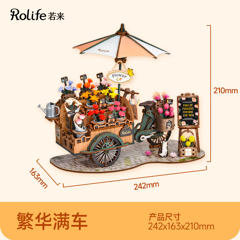 Ruo Zhi Ruo Lai Creating Collection Sakura Tour Diy Cottage Puzzle Model 3D Toy ensamblado a mano tridimensional Regalo