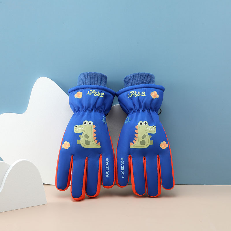 Guantes calientes para niños guantes de esquí de invierno de terciopelo grueso guantes de bicicleta impermeables y fríos guantes para niños y niñas