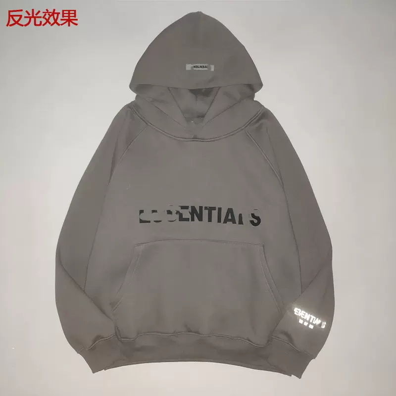 插肩袖双层帽高街潮牌加绒卫衣情侣连帽衫反光男式卫衣秋冬连帽衫