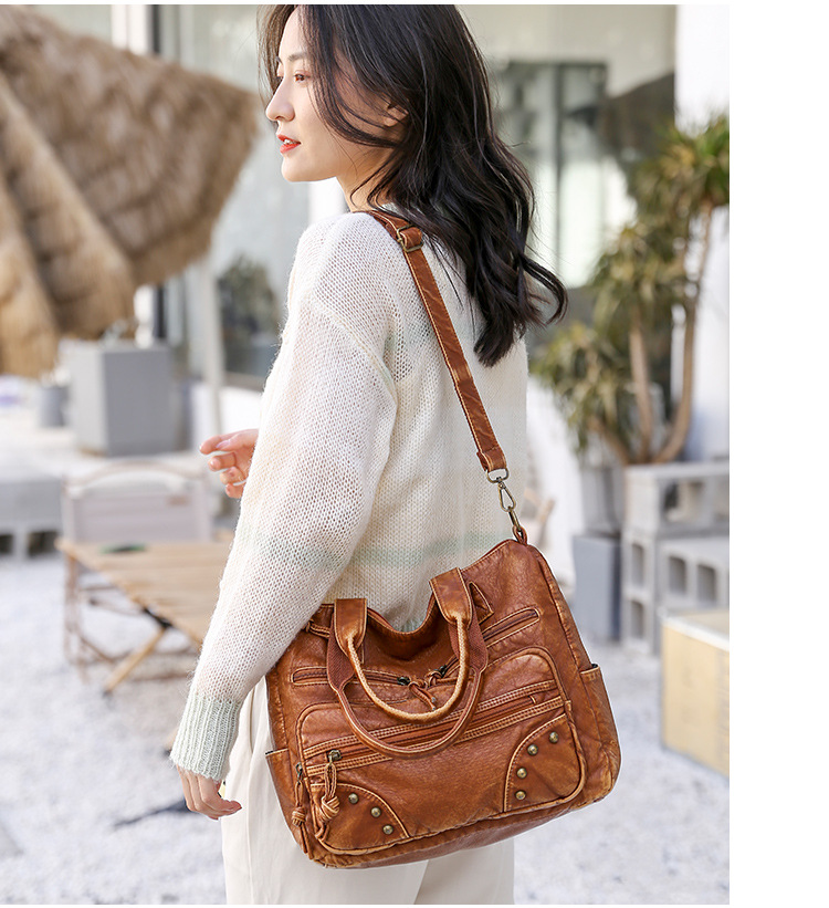 Zipper Closure Type Single Shoulder Strap Strap Type Women's Pu Leather Solid Color Vintage Style Square Zipper Crossbody Bag