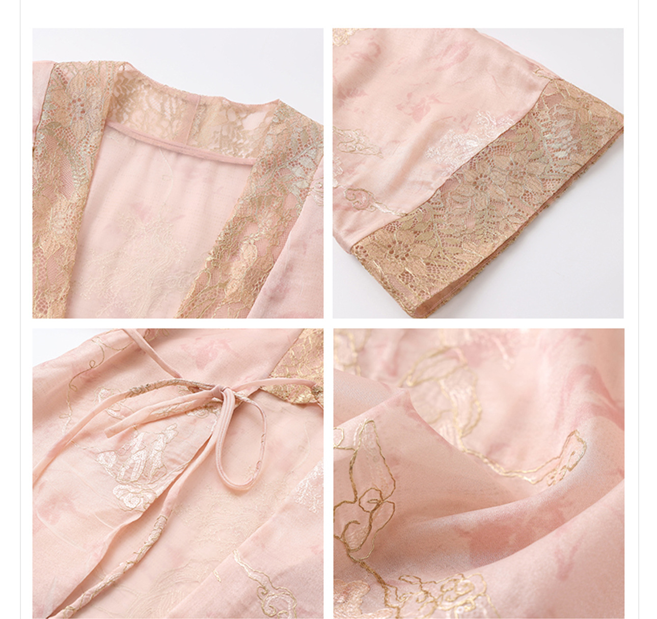 Áo khoác cardigan nữ phong cách Trung Hoa retro thêu hoa cột dây — hồng chi tiết 18
