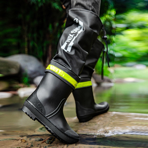 High-tube rain boots, above the knee, long water shoes, half-waist water pants, fishing boots, reservoir waterproof pants, rain boots, non-slip