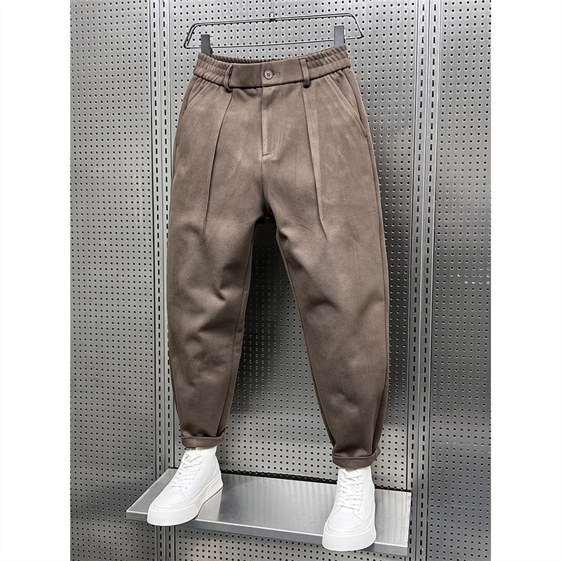 Autumn and Winter Drapey Wool Wide-Leg Pants for Men, Stylish Loose Harem Wool Trousers Paired with Martin Boots, Carrot Pants Cross-Border