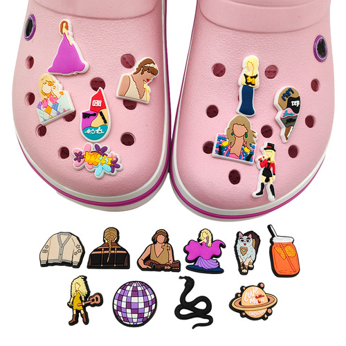 19 Taylor Rock Singer Series Shoes Flower Croc Shoes Cool Accessories Shoe Buckle Garden Shoes Decoration Removable