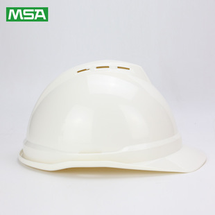 MSA 10146582V-Gard Luxury Safety Helmet (White PE Cap Shell with Vent Hole Finger Key
