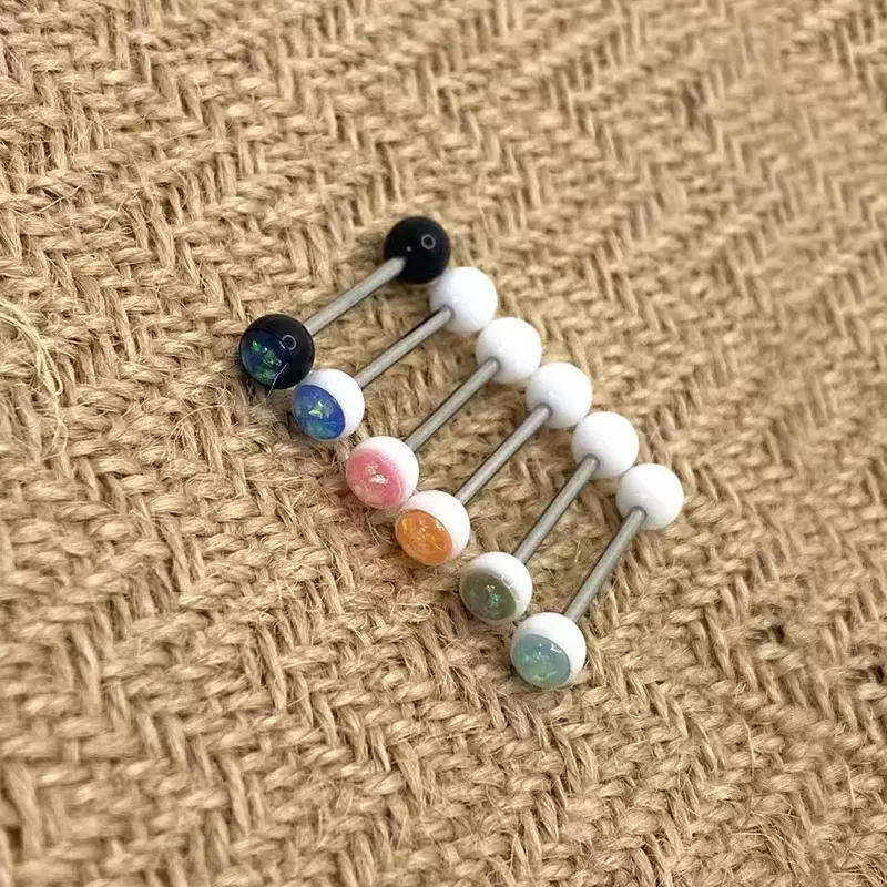 欧美新款哑铃钛钢舌钉 个性不锈钢防过敏舌饰 亚马逊跨境穿刺饰