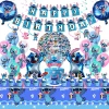 17 blue Stitch set [tablecloth + pull flag + cake insert + balloon + aluminum film balloon + spiral + sticker]