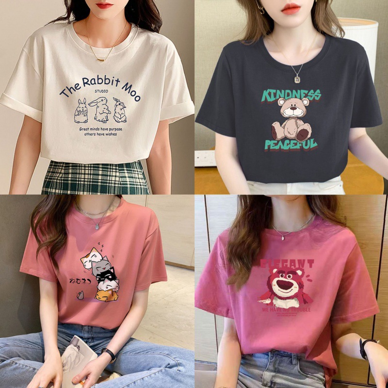 品牌撤柜大码女装T恤夏季印花短袖休闲百搭圆领套头半袖外贸直播