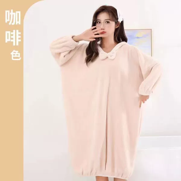 Coffee bathrobe with bow