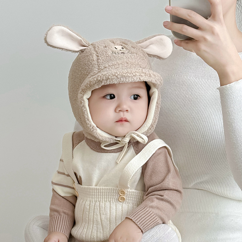 Sombrero de bebé invierno lindo conejo caliente gorra de peluche gruesa para niños y niñas gorra de pelo para niños