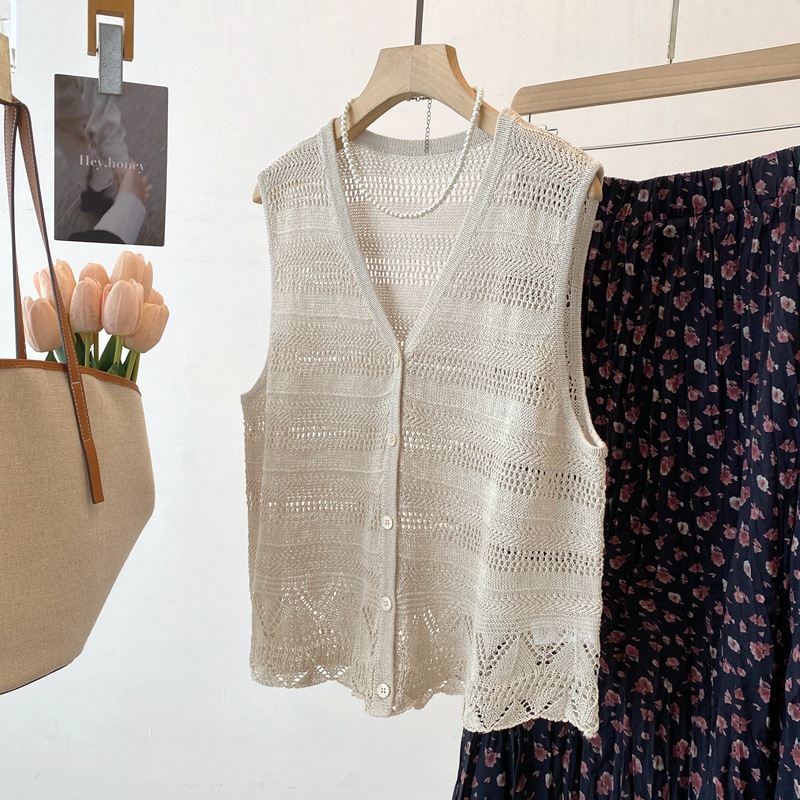 Summer retro knitted vest sleevless