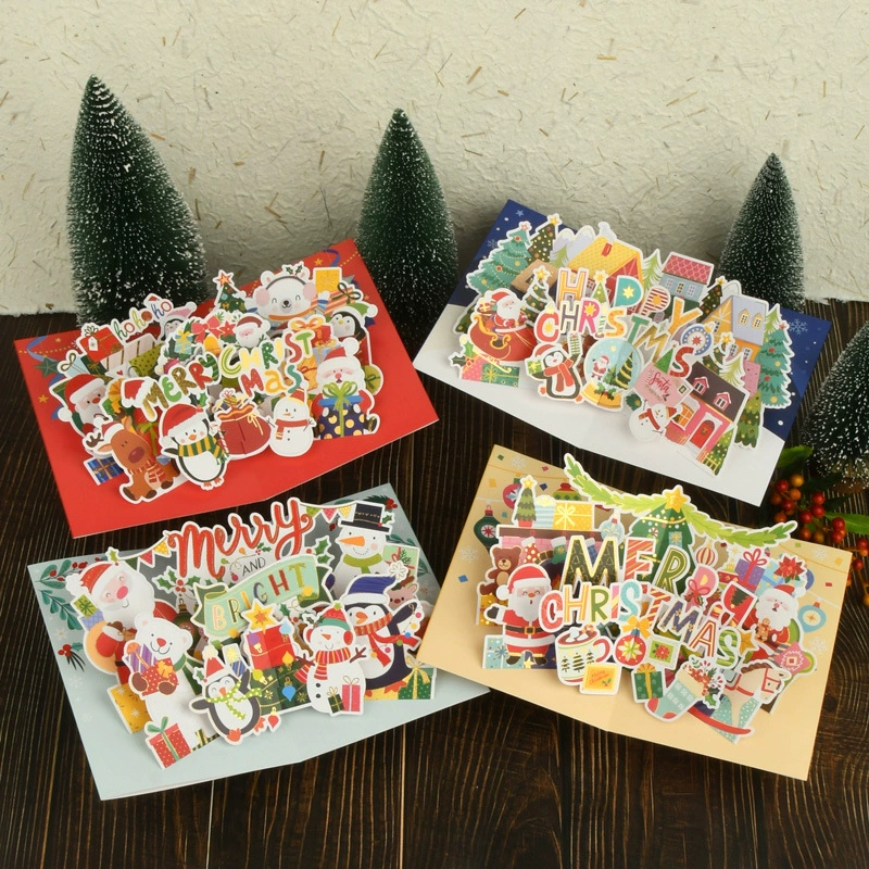 Ihe Nuo стерео наклейка рождественская открытка корейская креативная милая конверт Рождественская открытка для детей