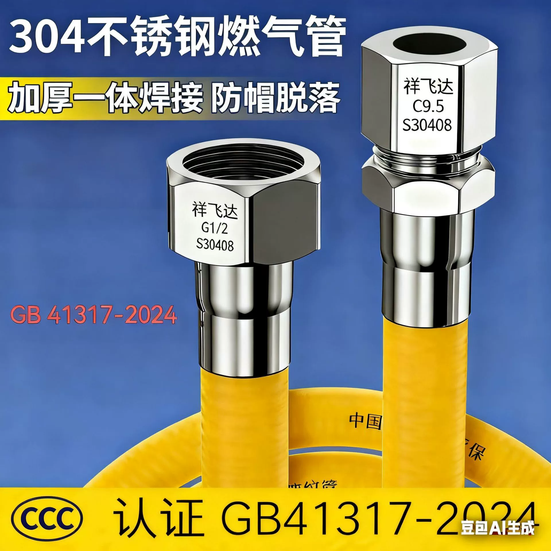 Новая газопроводная труба из нержавеющей стали 304, сертифицированная по национальному стандарту 3C, гофрированная труба для природного газа, взрывозащищенная труба для газопровода.