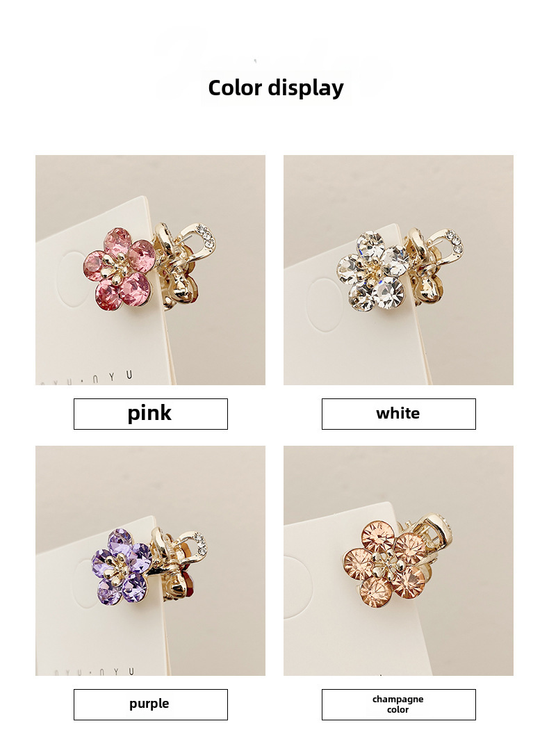Small Bangs Grab Clip 2022 New Crystal Flower Side Hairpin Korean Internet Celebrity Mini Elegant Grab Hair Accessories_voghion.com