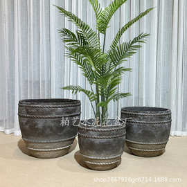 现代水泥花盆组合套装大号户外种植阳台绿植庭院美陈软装公司商场