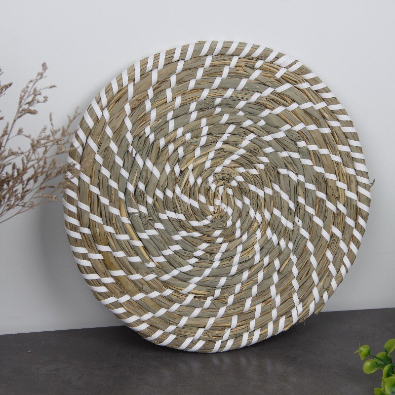 Juego de adornos de pared de paja tejido de paja tejido a mano hierba de calabaza hierba colgante de piel de maíz colgante de pared folklore bohemio