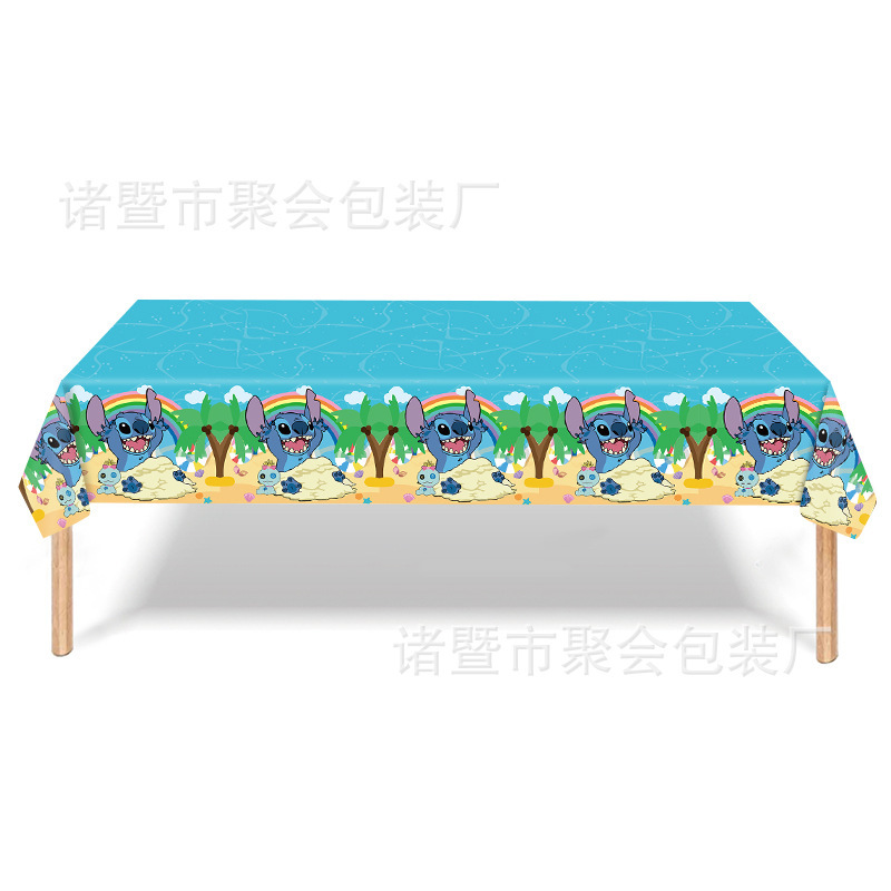 现货史迪奇派对用品万圣节史迪仔一次性桌布pe黄色生日布置装饰品|undefined