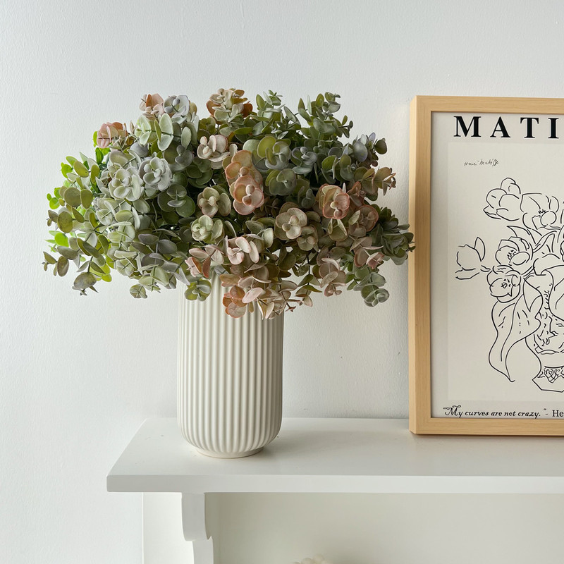 Year of the Horse Ins Scandinavian Style Small Fresh Eucalyptus Money Leaf Branch Green Plant Fake Flower Decoration 2026