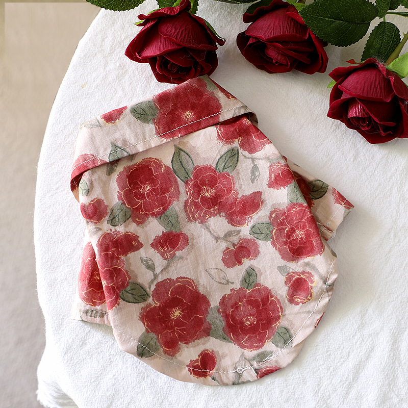 Fabricante mayorista de ropa de verano para perros, color rosa, camisa ligera para Bichón Frisé, Teddy y perros pequeños, diseño sencillo._voghion.com