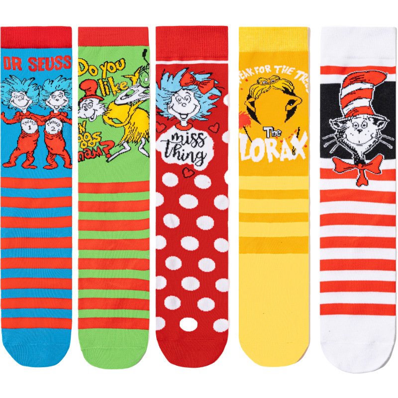 Four Seasons Men's Cotton Anime Women's European and American Trendy Socks Men's Socks Dr. Seuss Amazon Ins Personalized Creative Cross-Border Socks