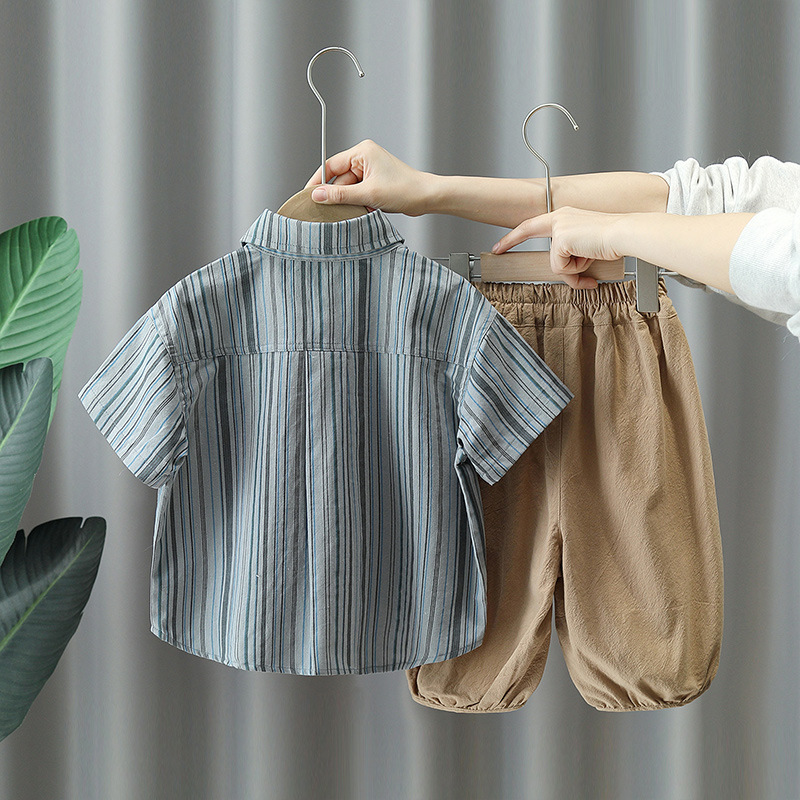 3622 ropa de verano para niños traje guapo camisa de calle frita conjunto de dos piezas para niños 2023 verano nueva manga corta cómoda