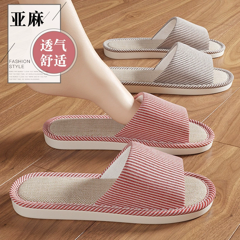 Льняные тапочки для женщин весна и осень домашние четыре сезона бытовые хлопковые и льняные тапочки женские летние осенние повседневные мужские оптом