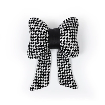 Bow Ribbon Car Headrest Fashion Houndstooth Car Neck Pillow Pillow Four Seasons Universal Car Waist (Headrest) - knitted-houndstooth-bow-ribbon-headrest