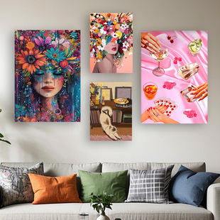Living room decorative painting canvas painting core wholesale cross-border dedicated to oilcloth hanging painting porch poster generation wall decoration