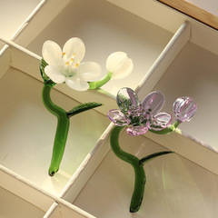 Zibo Glass Flower Jasmine Flower Arrangement Accessories Artificial Glass Crafts Handmade DIY Plant Pot Accessories Gift