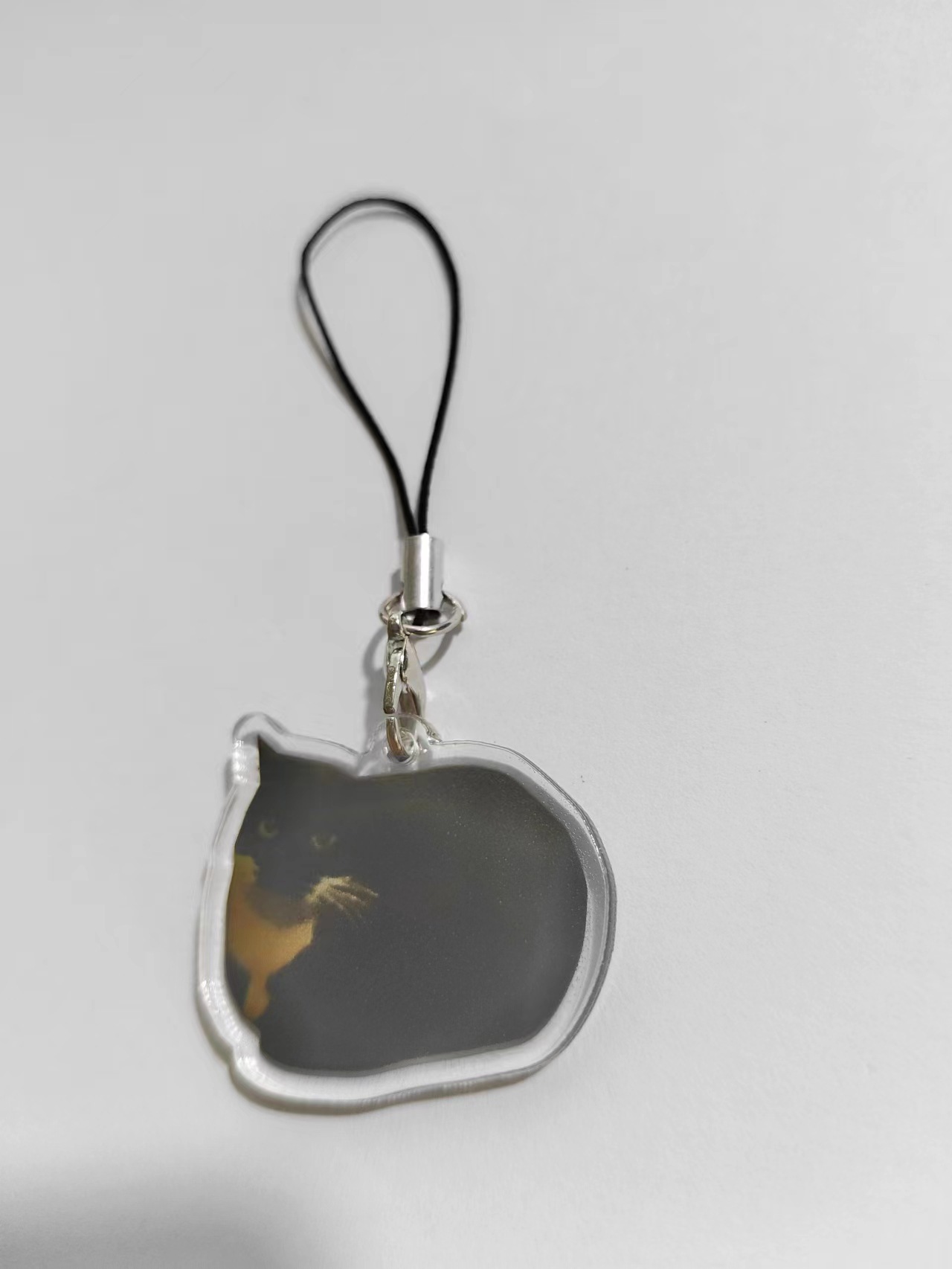 작은 검은 고양이 3.5cm 휴대 전화 로프