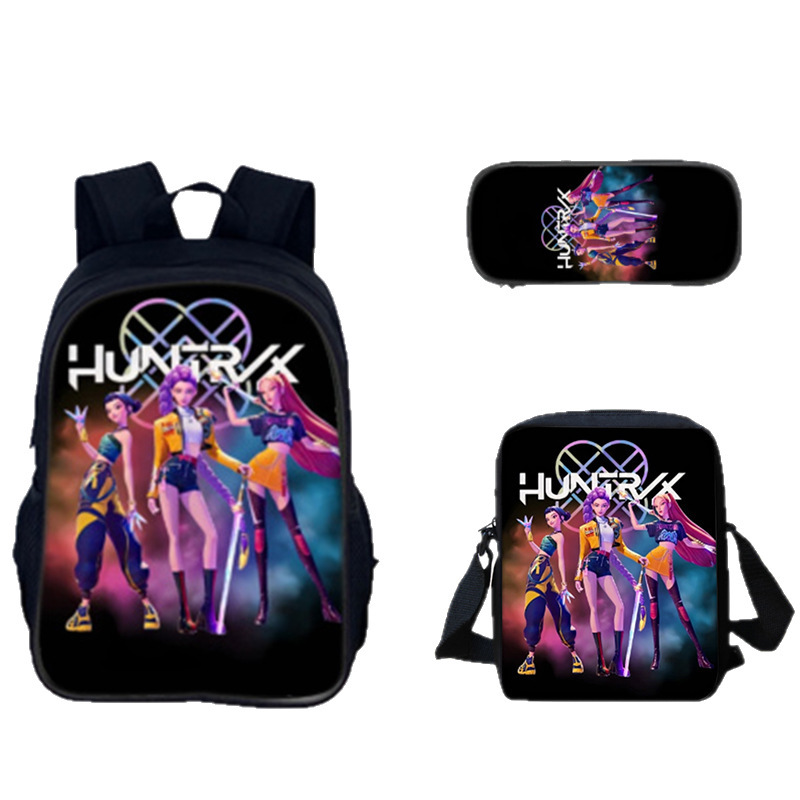 跨境新品Huntrix Kpop印花周边背包猎魔女团中小学生挎包笔袋套装|undefined