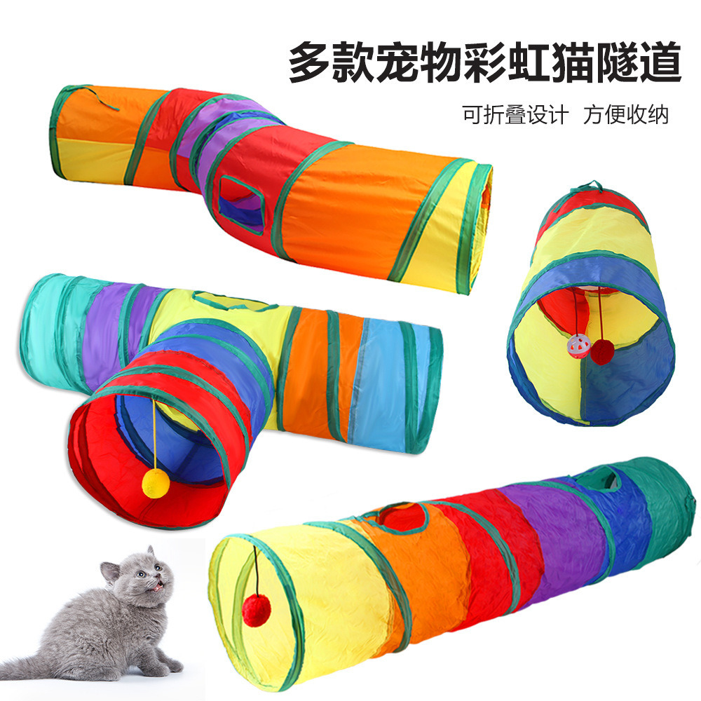 New products Pet cat Toys Rainbow Cat Tunnel Pets runway Roll earthworm passageway interaction Pet Supplies