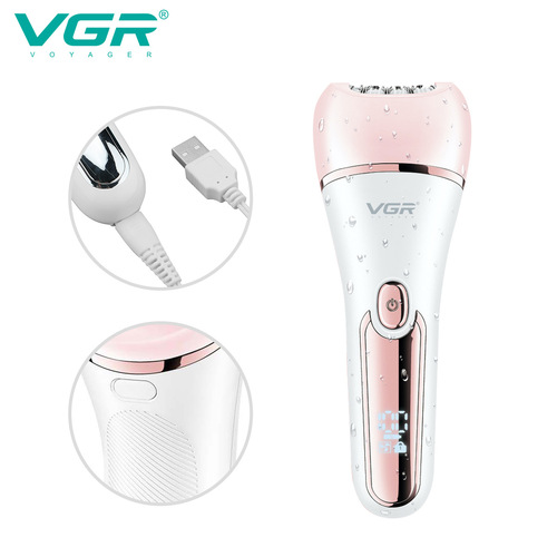 VGR733 new IPX7 waterproof washable shaver electric hair puller face wash six-in-one women's epilator set