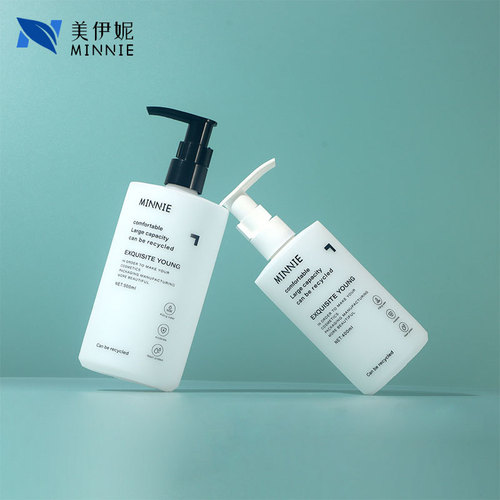 300ml500ml flat shoulder cylindrical shower gel bottle lotion bottle sub-bottle shampoo bottle plush material pe bottle