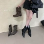 中筒尖头新款显瘦女靴子