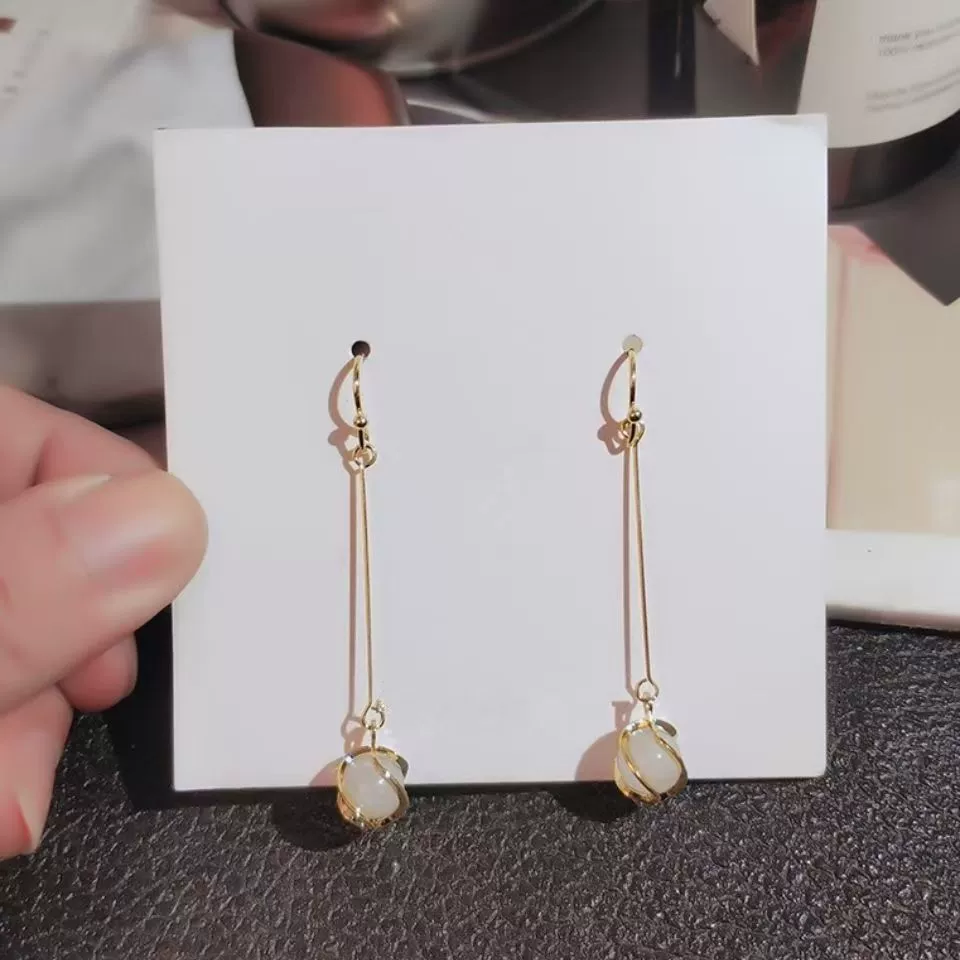Серьги-штифты серебра 925, корейский стиль, кошачий глаз, минималистичный элегантный дизайн, ES6/ES273/ES378