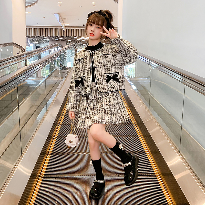 Set Dress 2023 Autumn New Children's Fashionable Middle and Big Girls' Net Red Small Fragrance_voghion.com