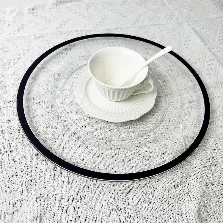 13 pulgadas acrílico transparente cargador de bordes de oro plano boda navidad baby shower party decoración plástica