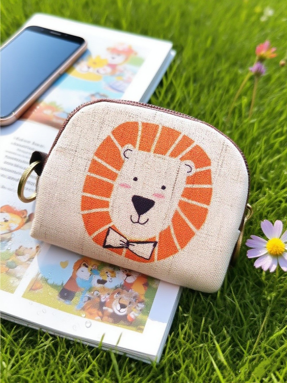 Nuevo algodón y lino impreso dibujos animados cambio clave caso moneda bolsa pequeña cartera clave bolsa de almacenamiento